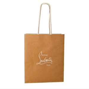 CHRISTIAN LOUBOUTIN PARIS Tan Logl Paper Shoppinh Bag with White Handles